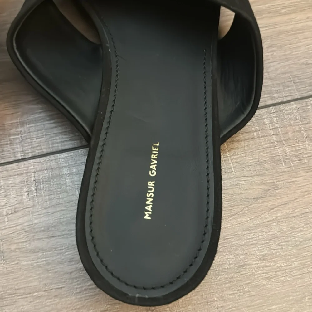 Mansur Gavriel Black Suede Criss Cross Flat Sandal Size 39 Like New - Picture 4 of 6